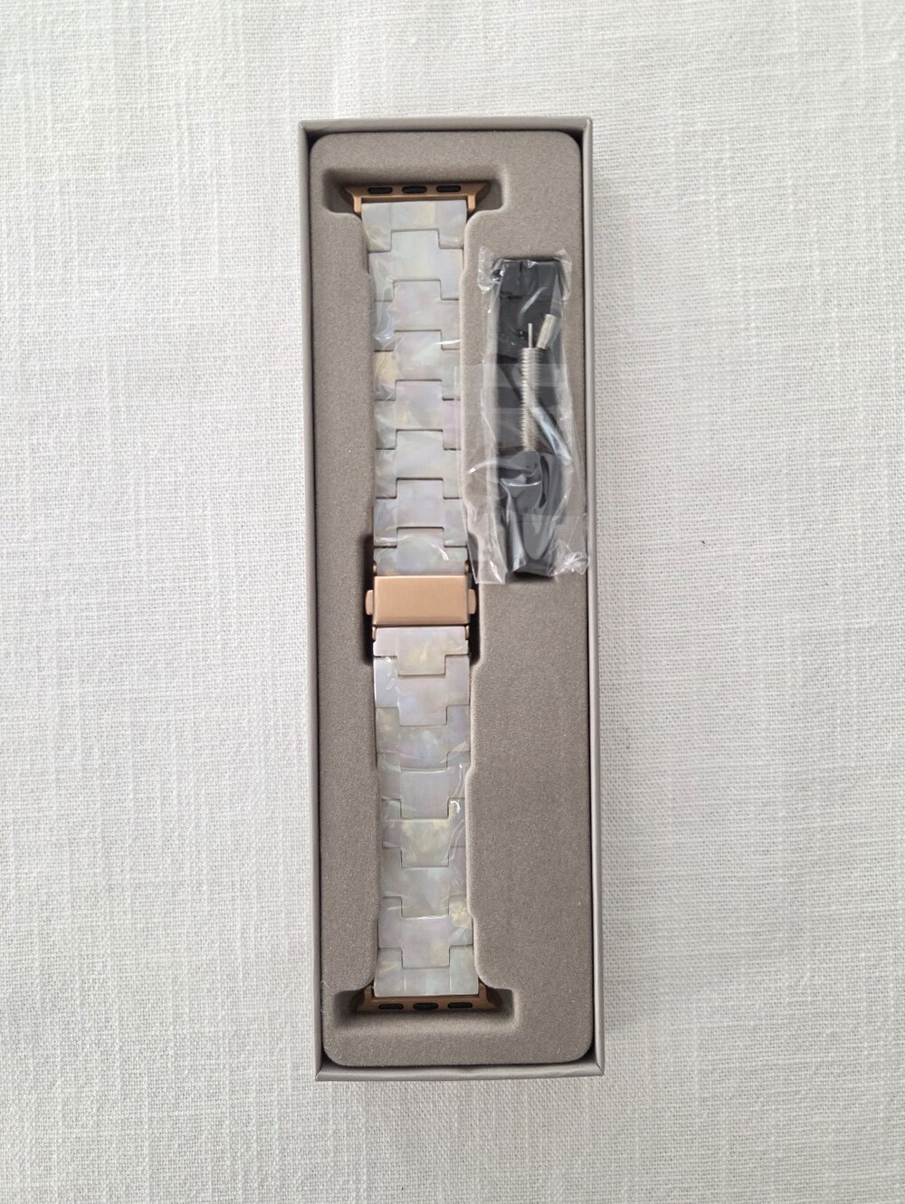 V-Moro Ivory Rose Gold Resin Band- Compatible W/Apple Watch (New) Tool Included